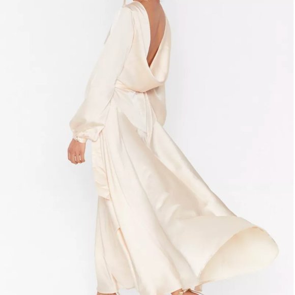 Cowl Back Satin Wrap Maxi Dress - Picture 2 of 6